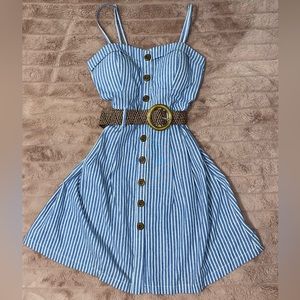 Large Blue and White striped Dress